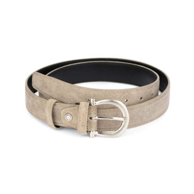 womens taupe belt with italian buckle 2