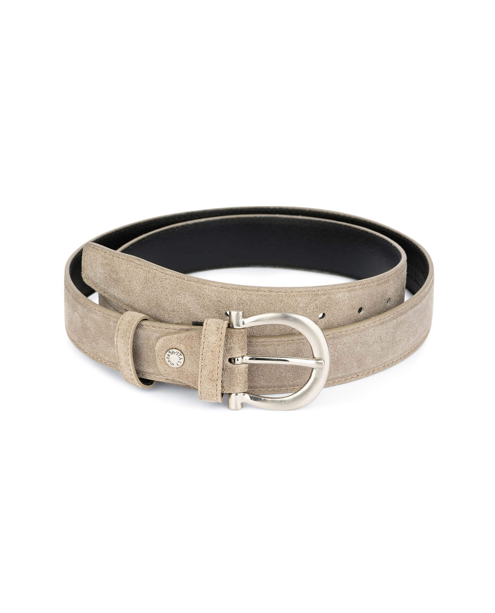 Womens Taupe Belt With Italian Buckle