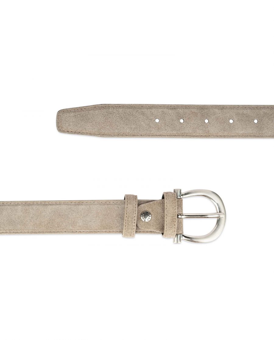womens taupe belt with italian buckle 3