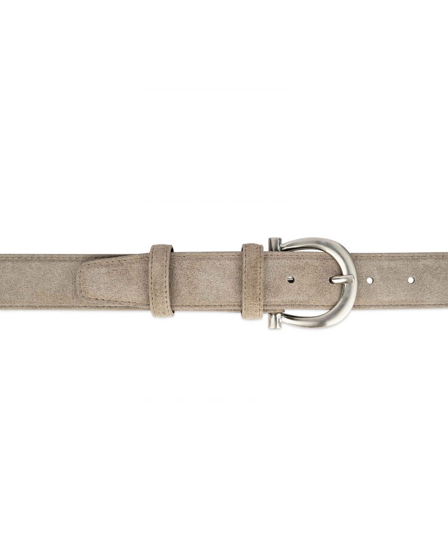 womens taupe belt with italian buckle 4