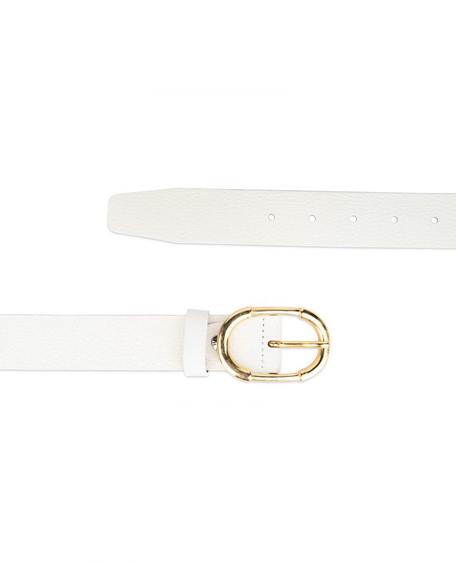 womens white belt with gold buckle 2
