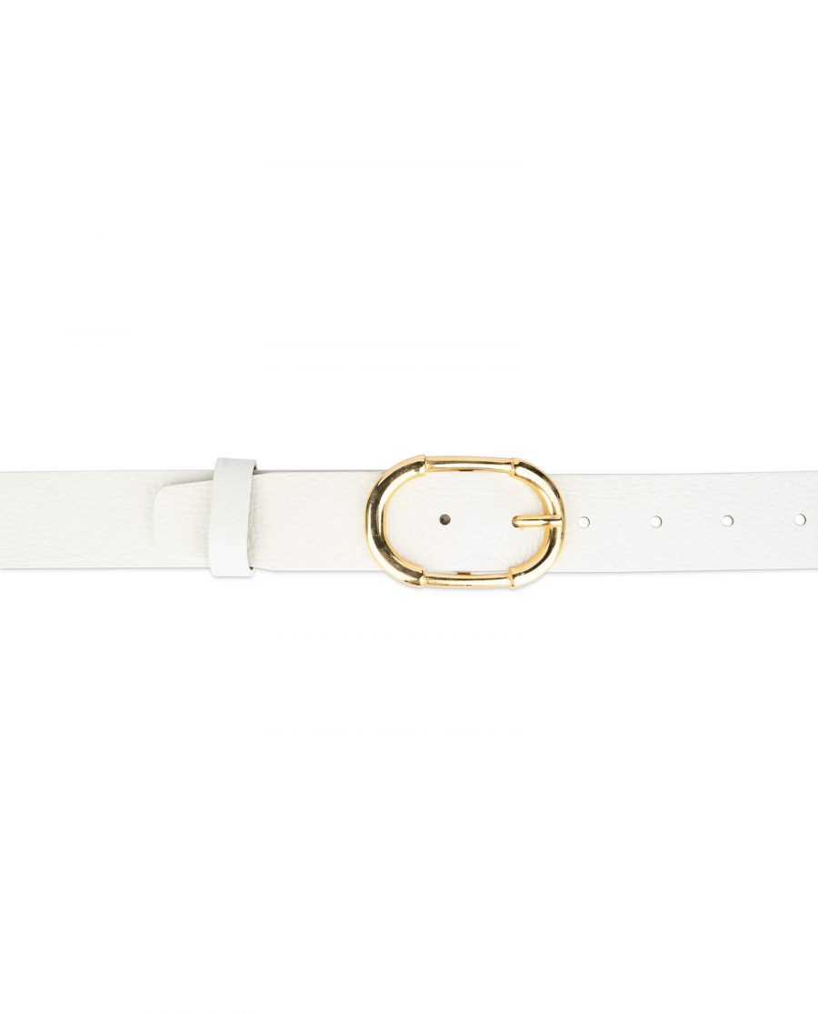 womens white belt with gold buckle 3