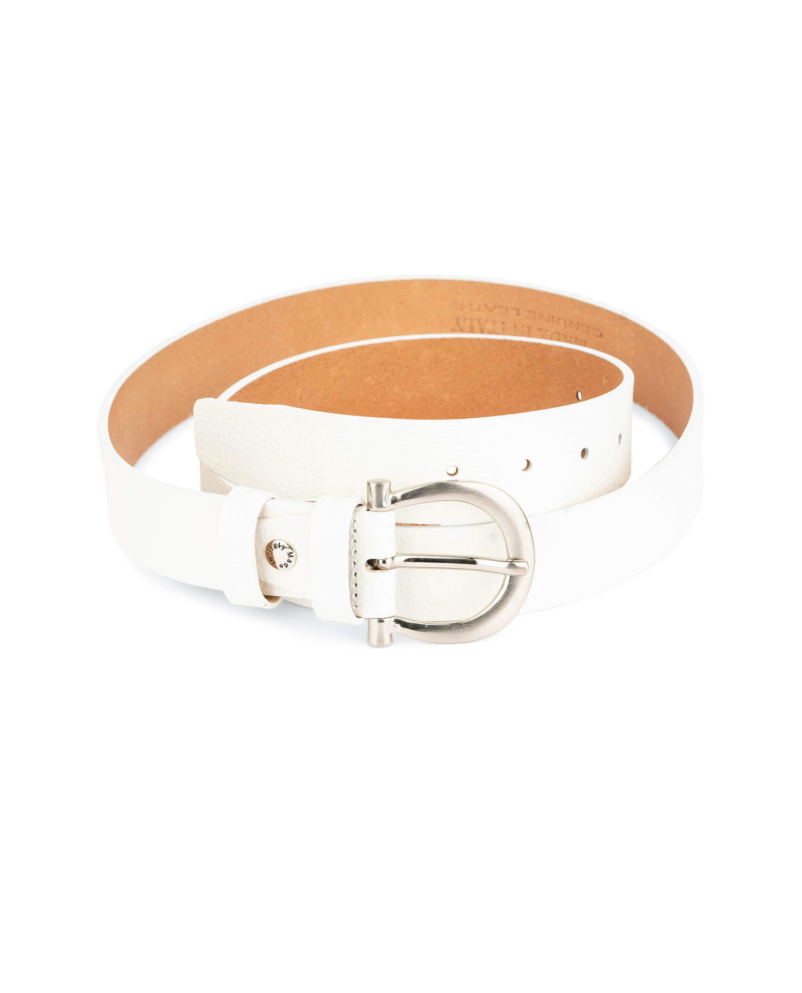 Buy Womens White Leather Belt With Silver Buckle | LeatherBeltsOnline