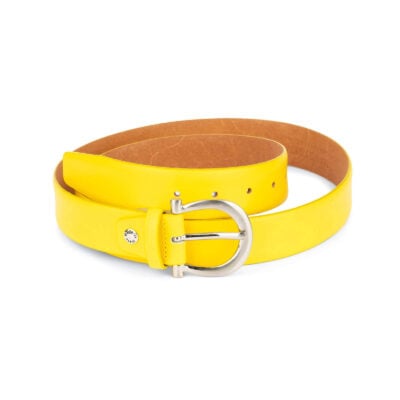 womens yellow belt with silver buckle 1