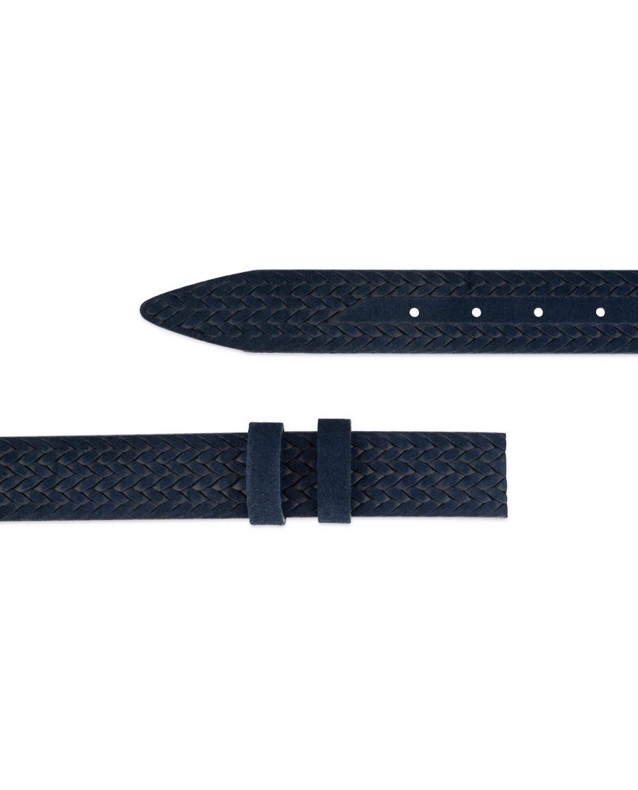 blue suede embossed leather belt strap 2