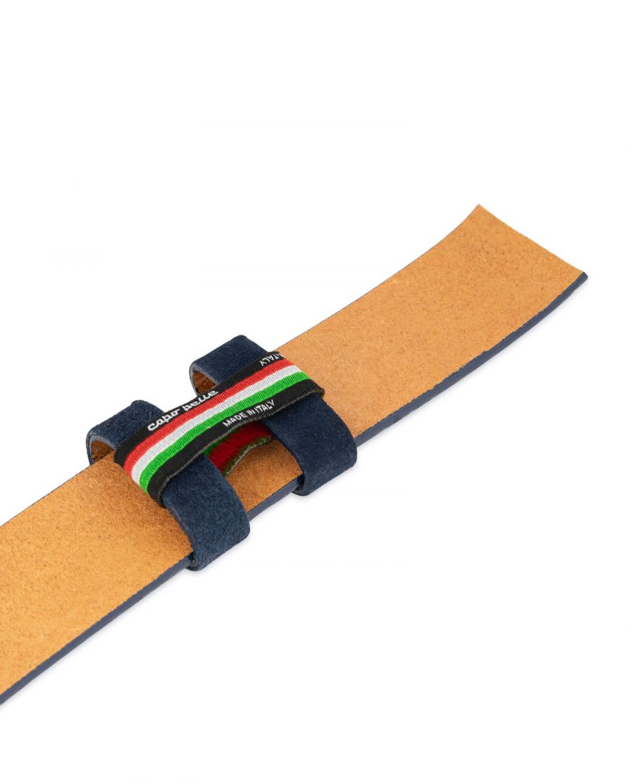 blue suede embossed leather belt strap 3