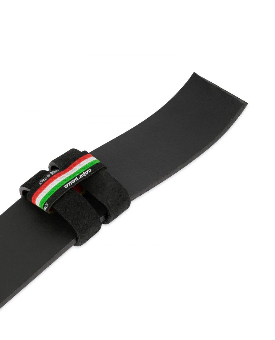 mens suede belt black with red stitching 3