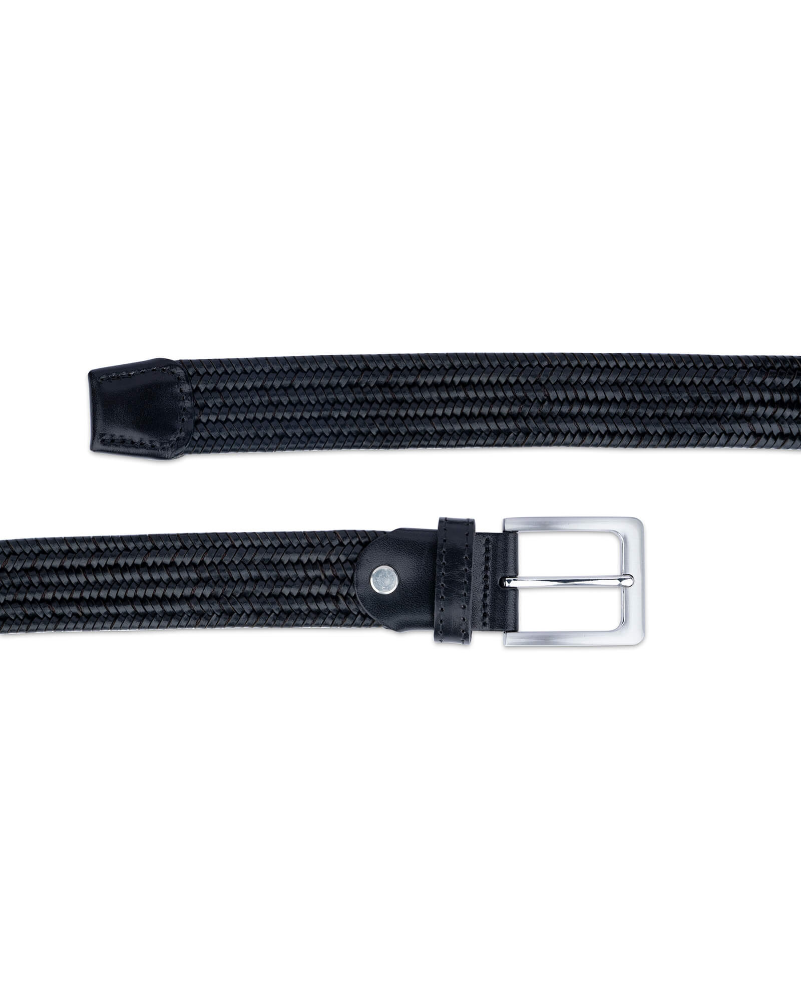 Buy Black Braided Leather Stretch Belt For Men | LeatherBeltsOnline.com