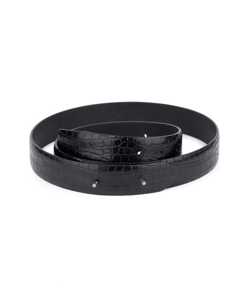 小物 crocodile embossed leather plate belt Buy Black Embossed Crocodile Belt No Buckle | LeatherBeltsOnline.com