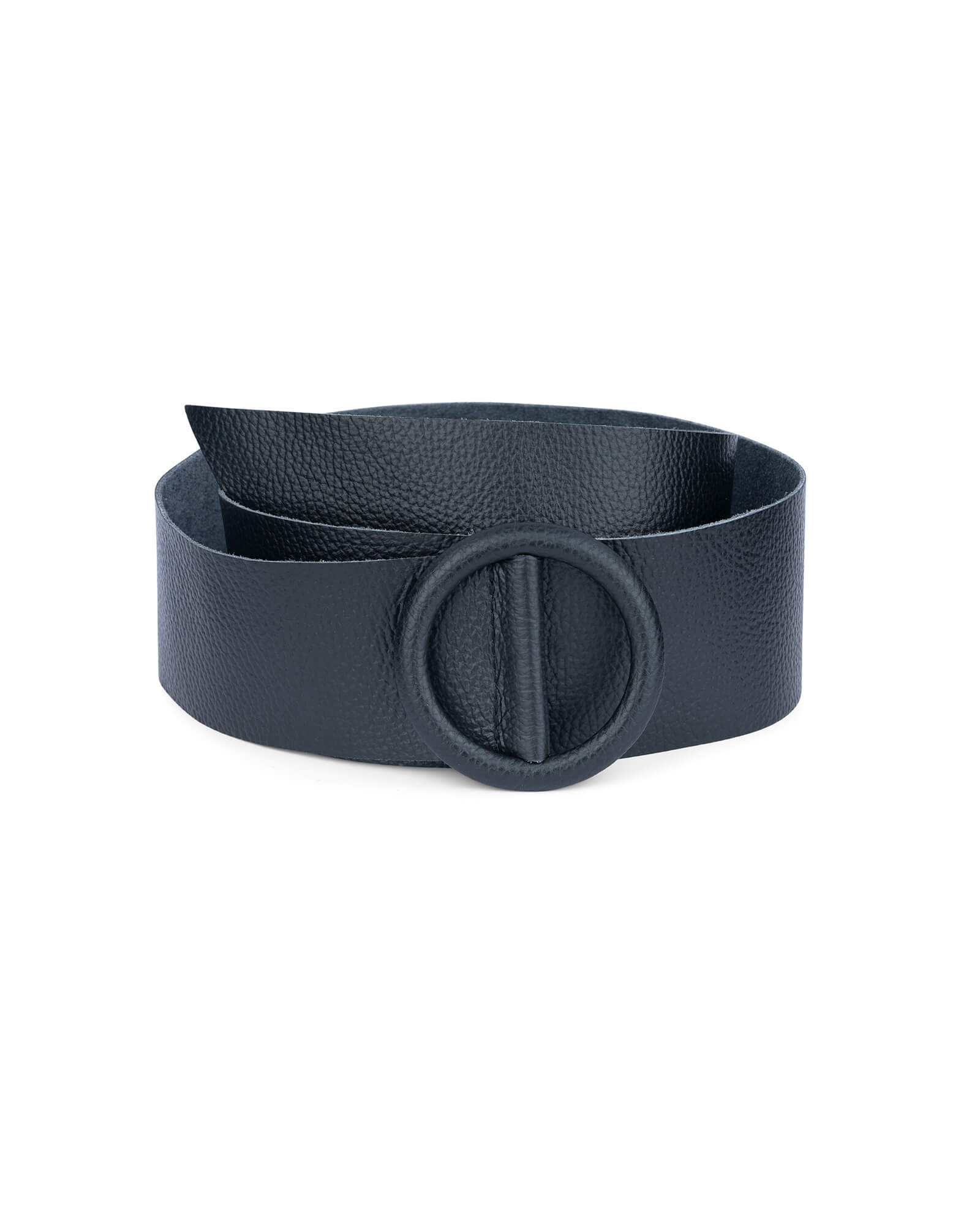 Women's Black High Waist Belt for Dresses | Round Buckle 6.7 cm 42 / 105 cm - Black | Capo Pelle