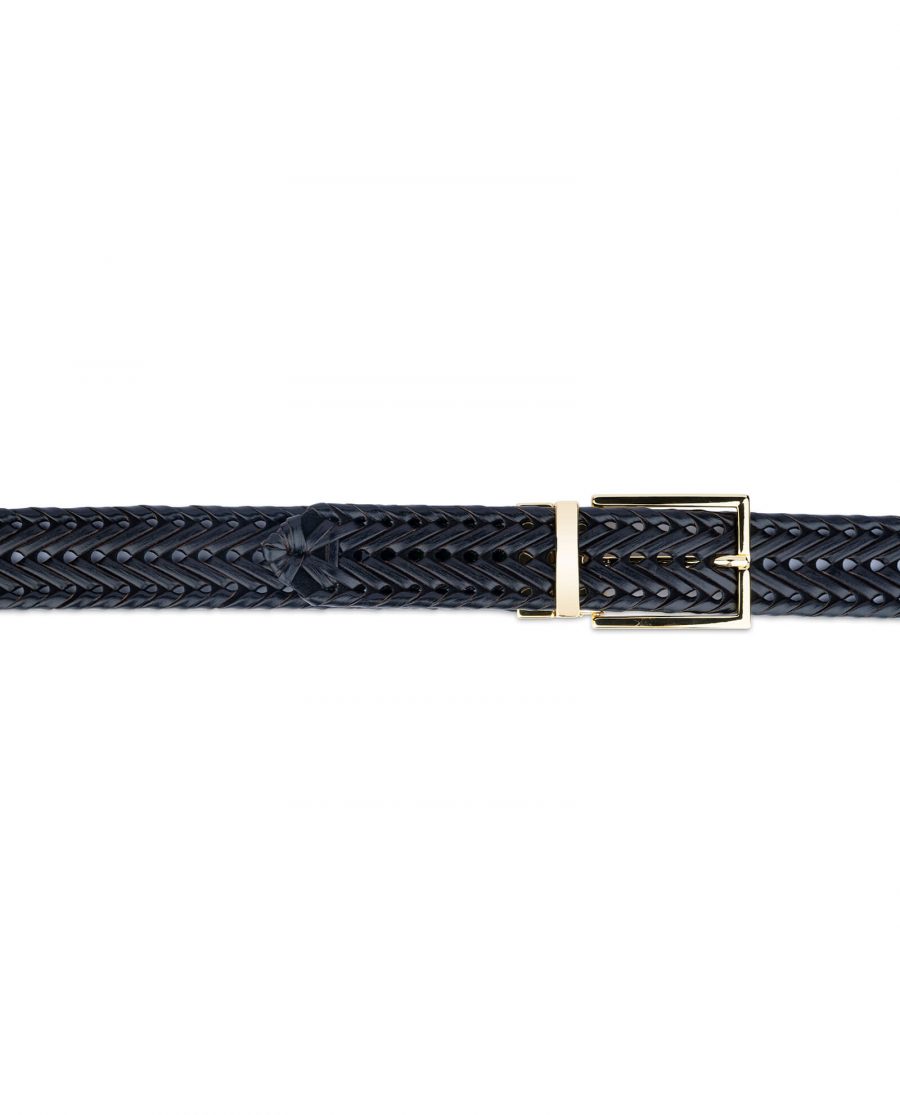black woven mens belt with gold buckle 45usd 2