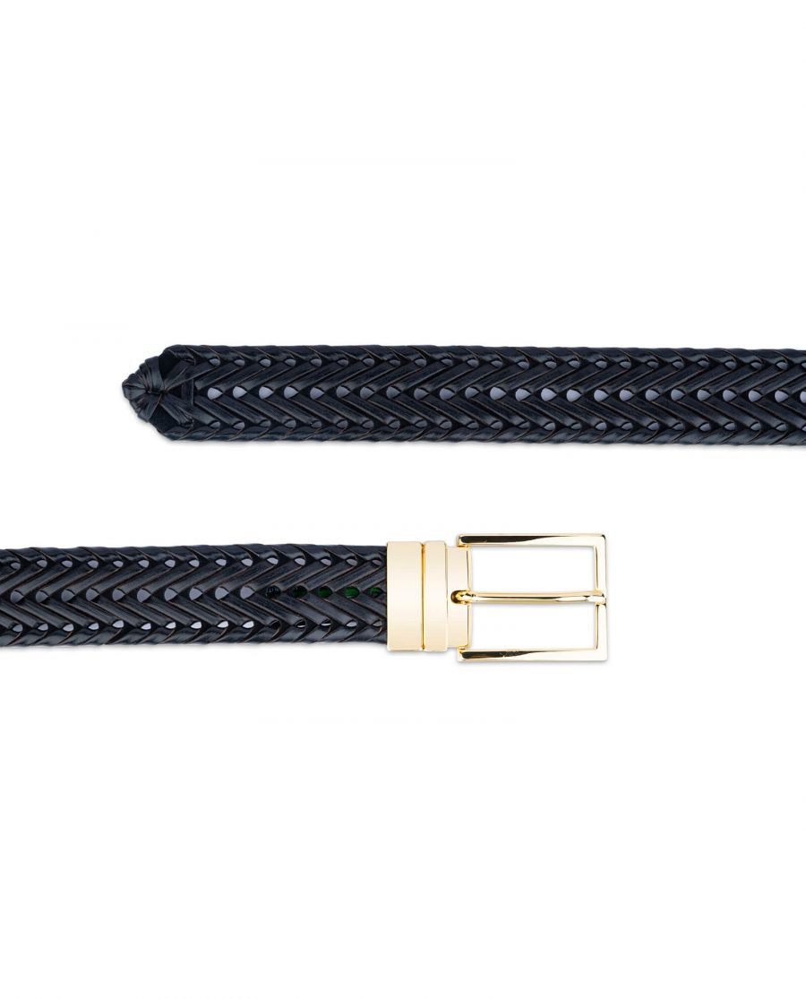 black woven mens belt with gold buckle 45usd 3