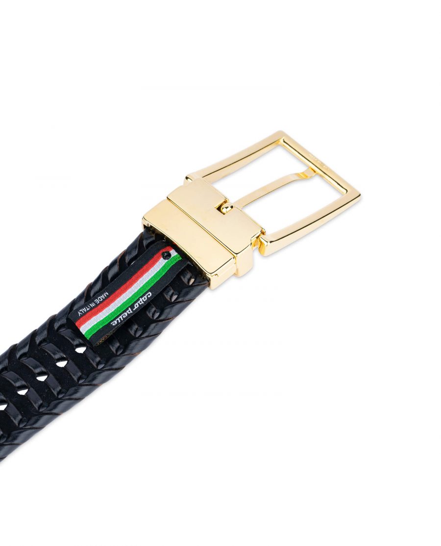black woven mens belt with gold buckle 45usd 4