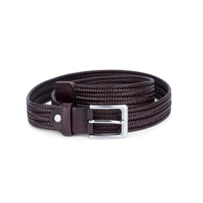 braided stretch belt cognac brown leather 45usd 1