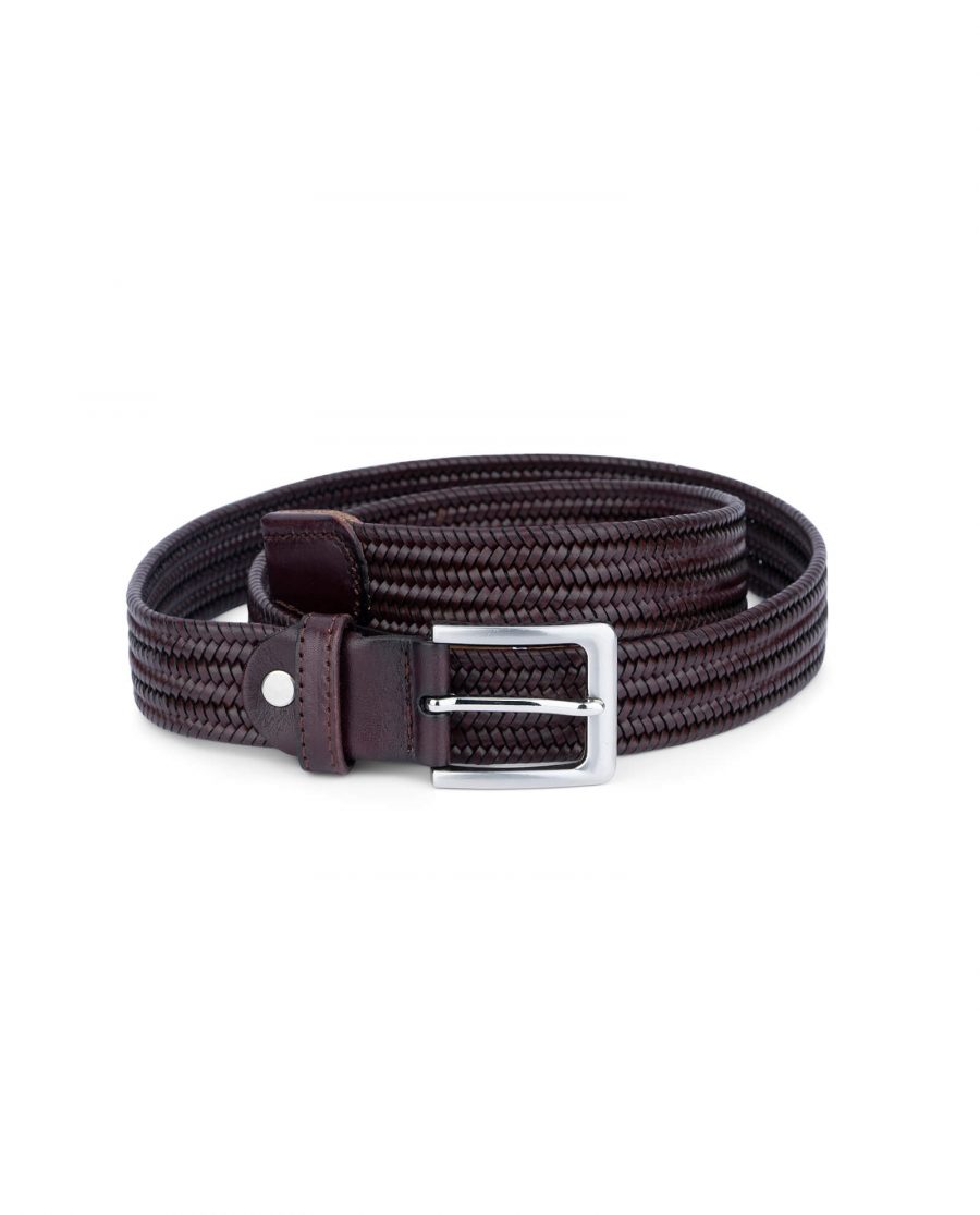 braided stretch belt cognac brown leather 45usd 1