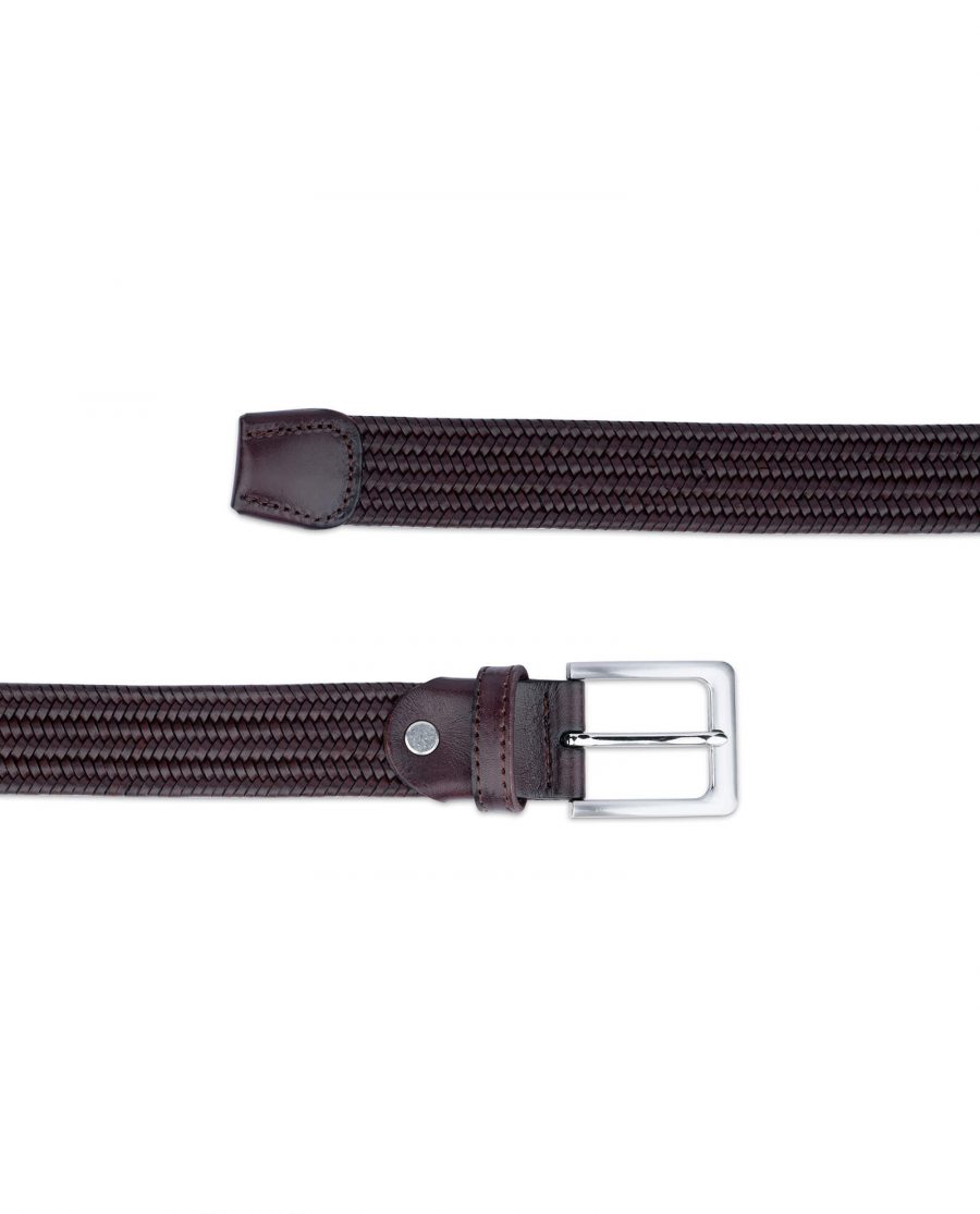 braided stretch belt cognac brown leather 45usd 3
