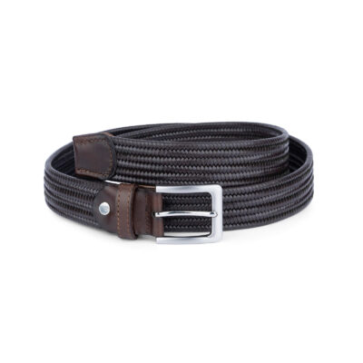 brown stretch woven leather belt for men 45usd 1