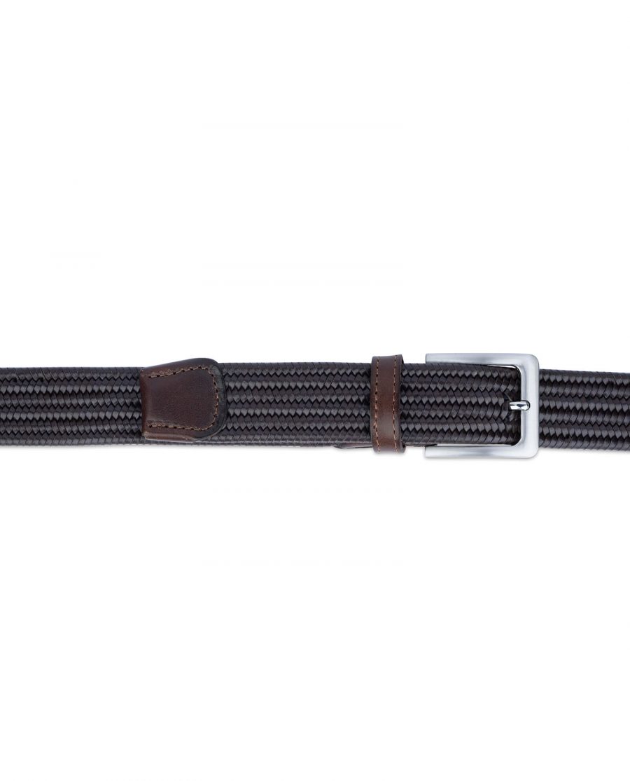 brown stretch woven leather belt for men 45usd 2