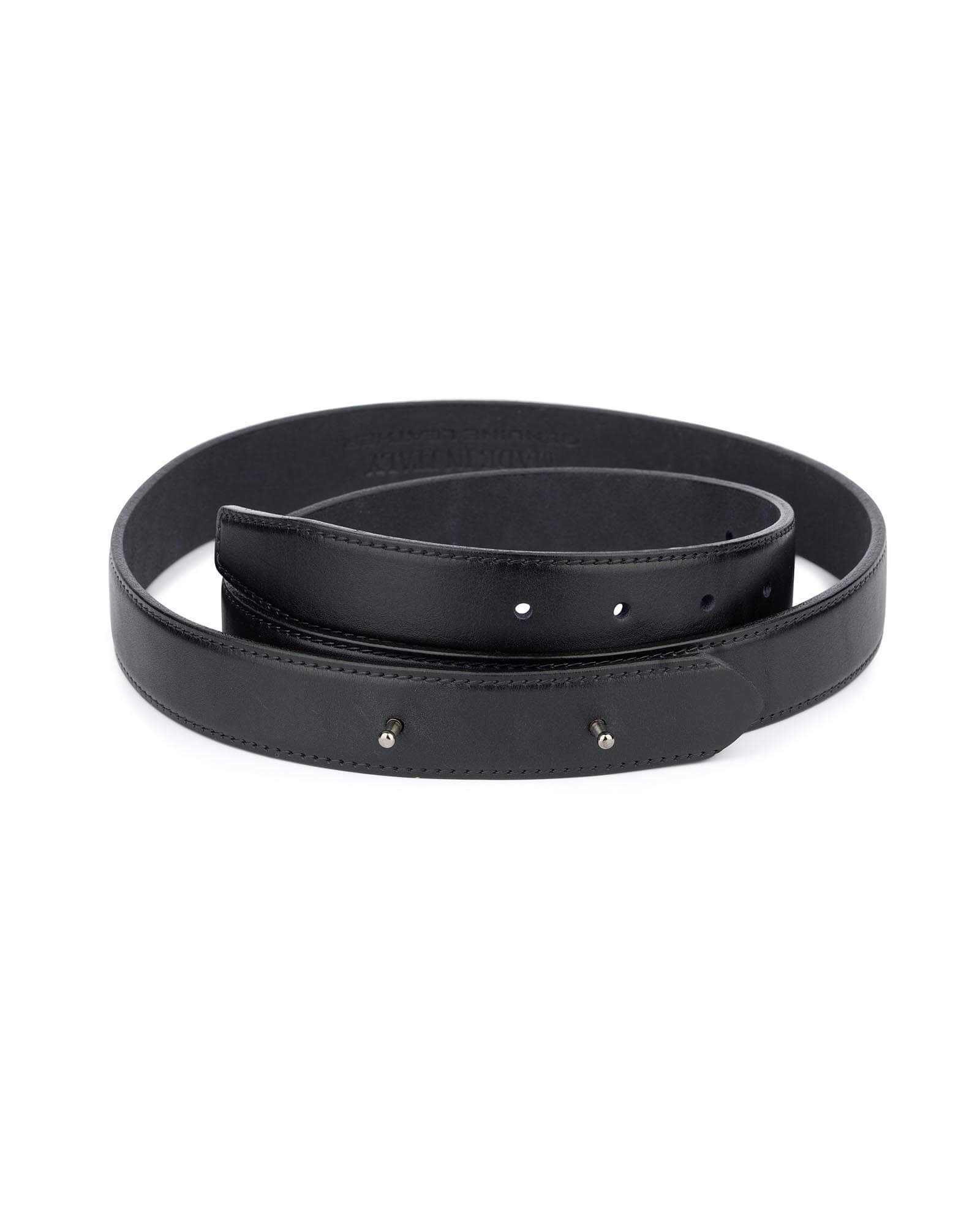 mens black leather belt without buckle