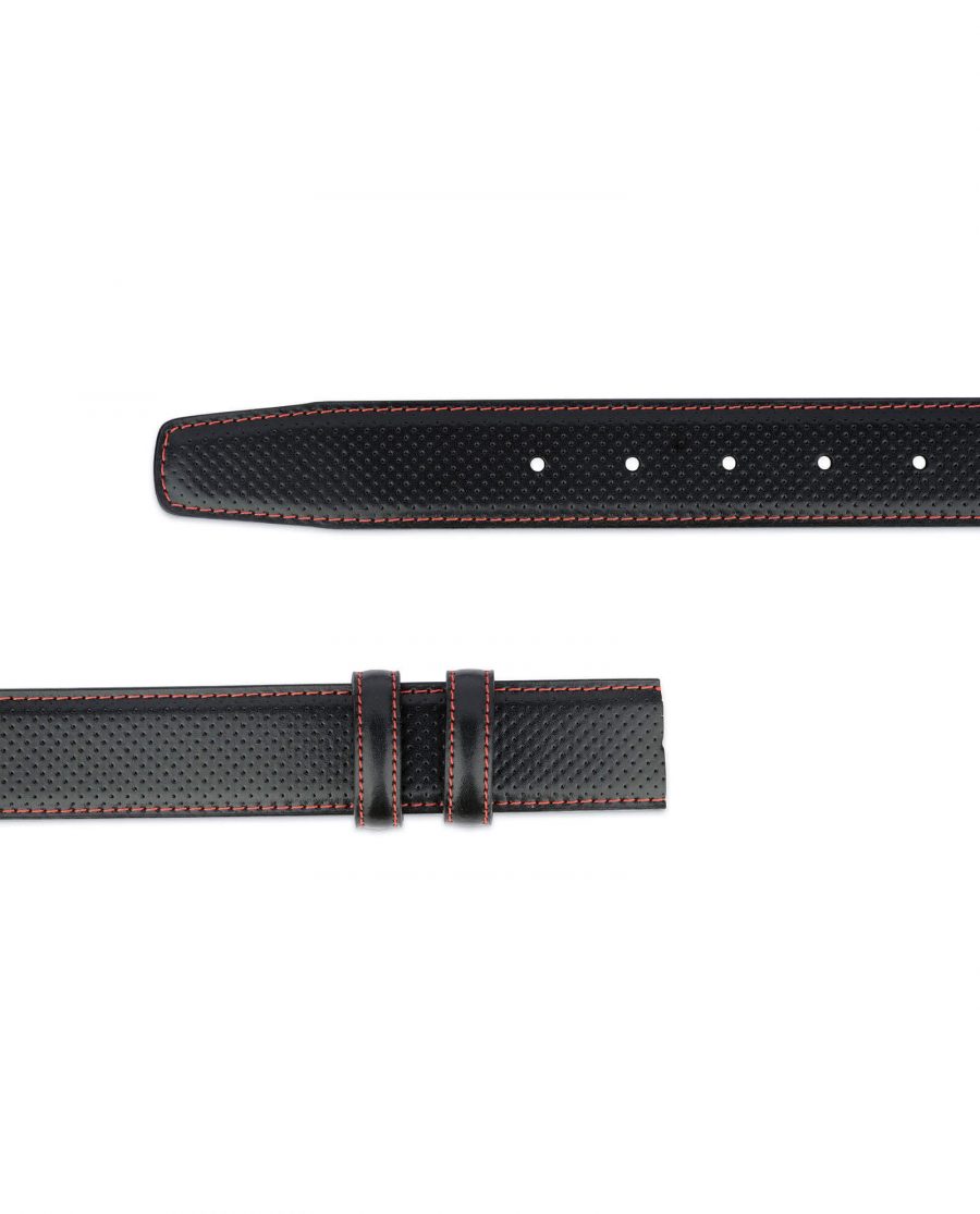 perforated black leather belt strap with red stitch 35usd 28 42 2