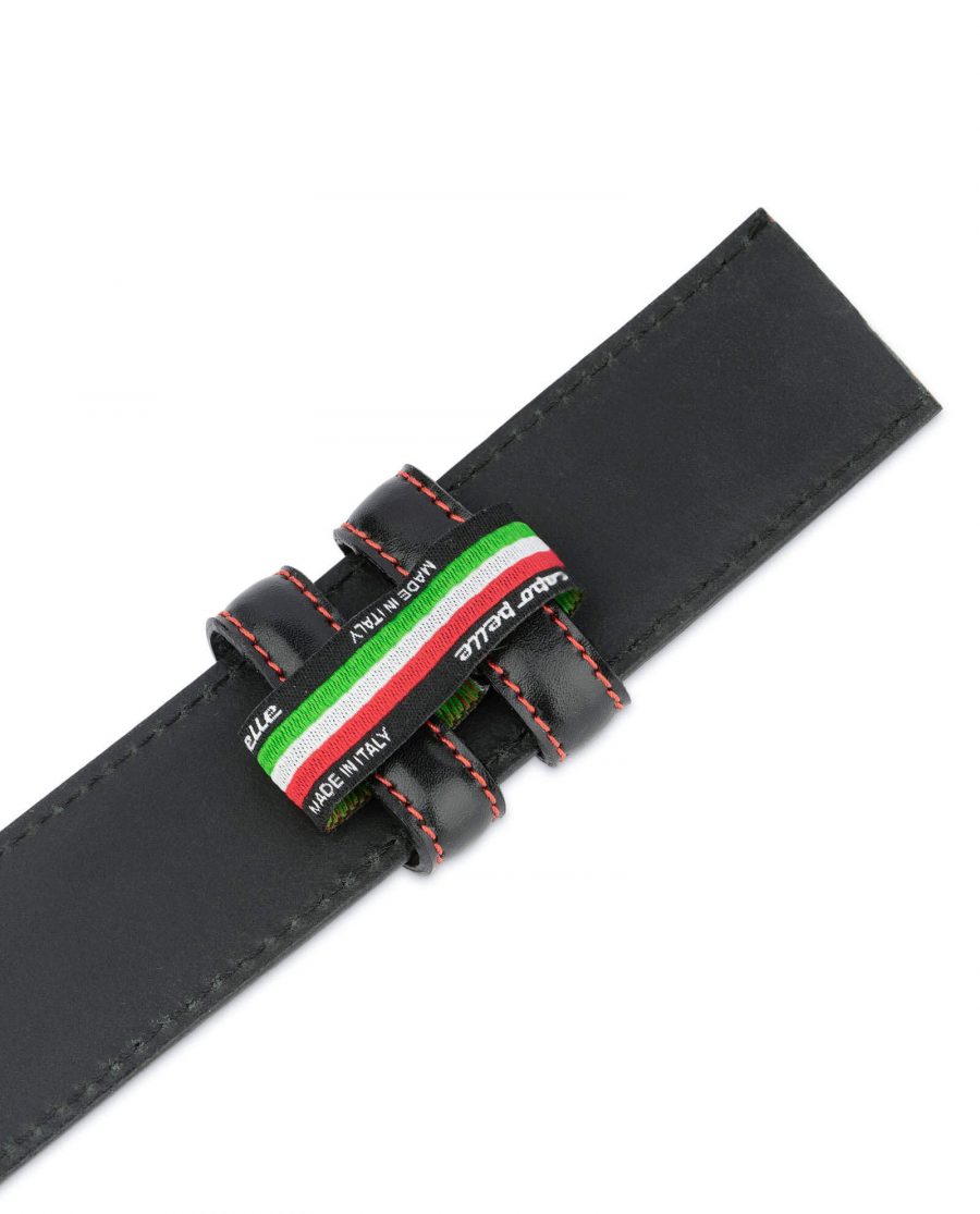 perforated black leather belt strap with red stitch 35usd 28 42 3