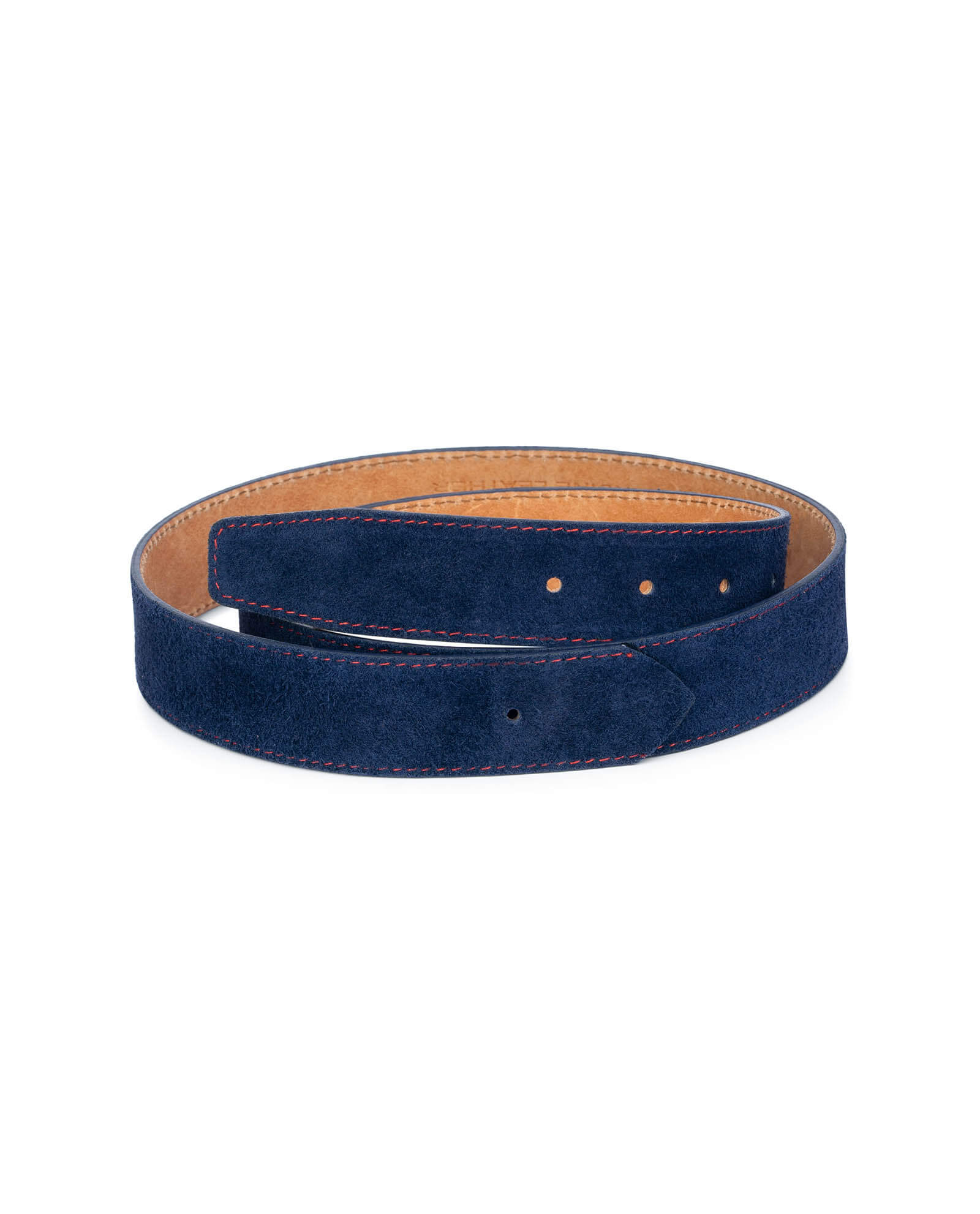 Buy Suede Blue Belt Strap Red Stitch | LeatherBeltsOnline.com