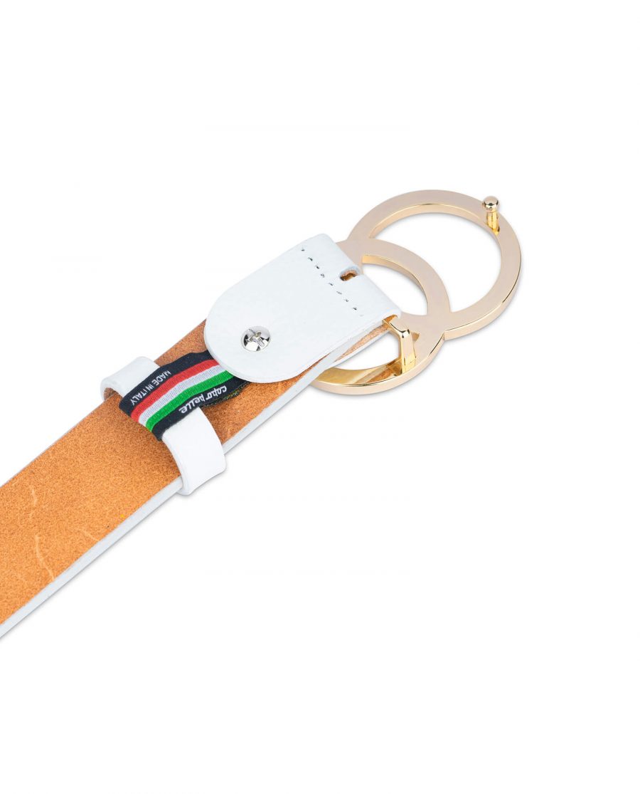 white double circle belt with gold buckle 35 mm 1