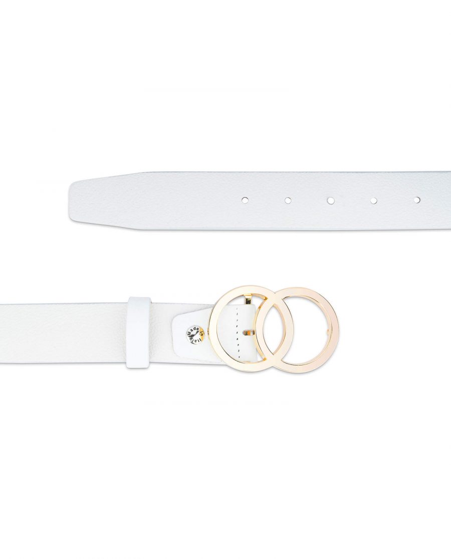 white double circle belt with gold buckle 35 mm 2