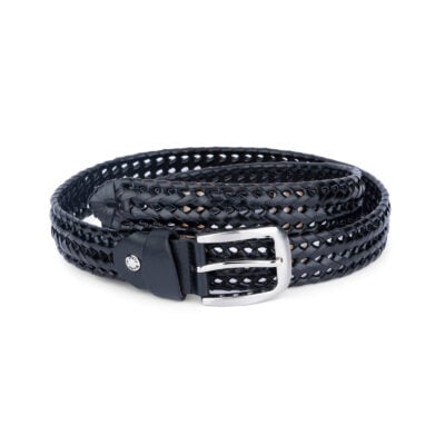woven mens belt black leather 35usd 4