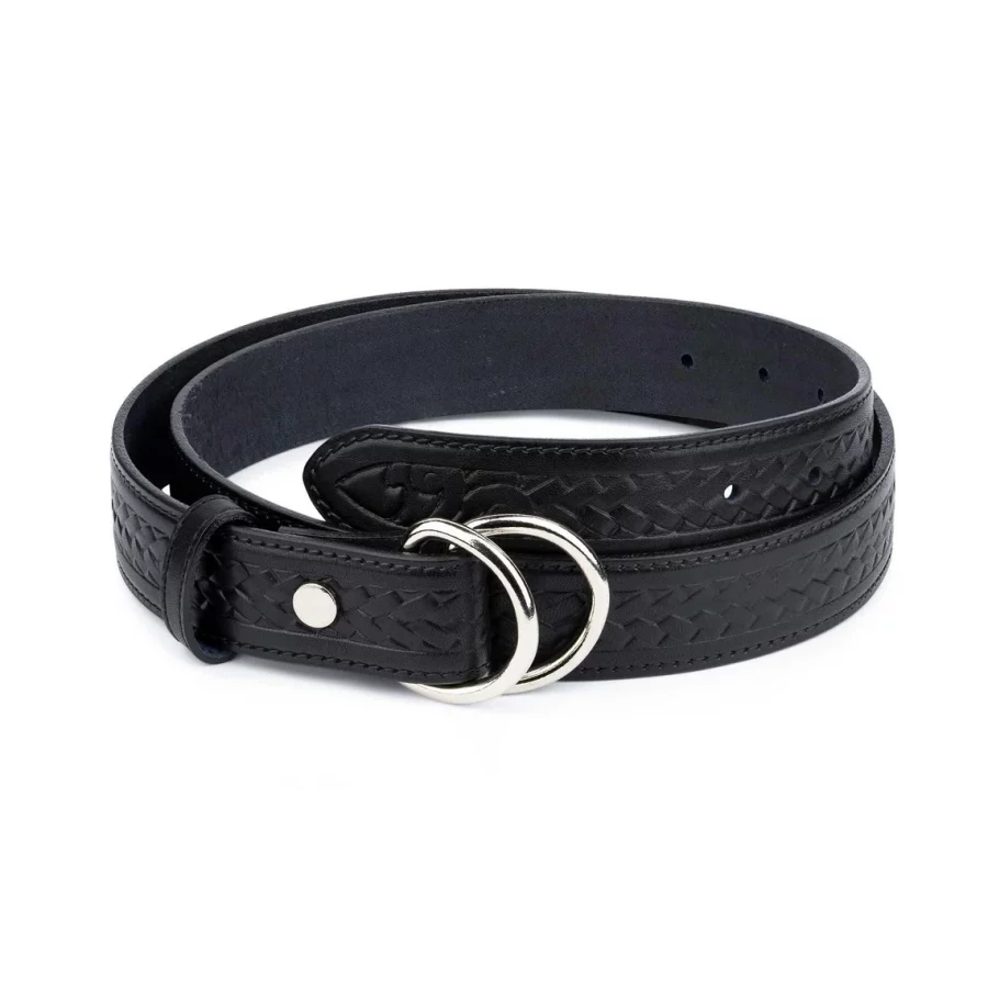 Buy Double D Ring Belt | Black Embossed Leather | LeatherBeltsOnline