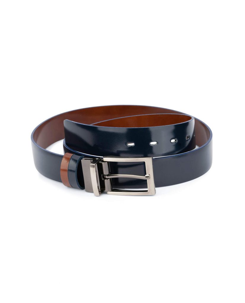 Buy Men's Belt Reversible Navy Blue Brown - 3.5cm | LeatherBeltsOnline