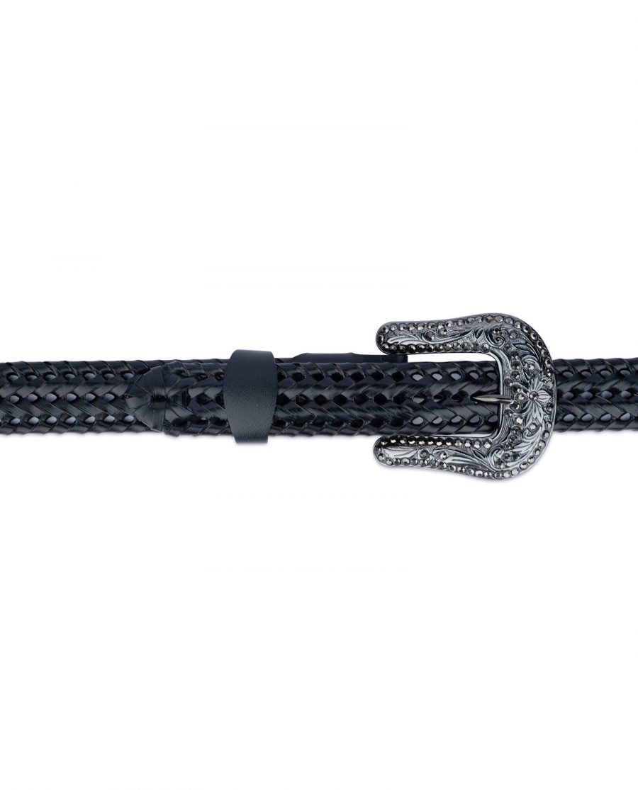 western braided belt with rhinestone buckle 3 5cm 65usd 3