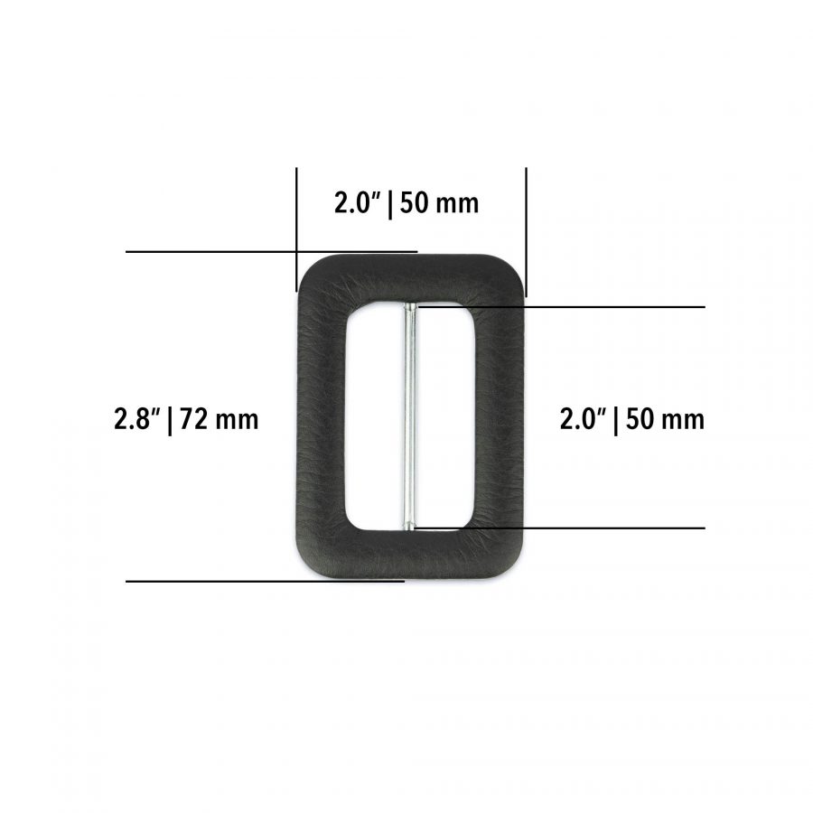 black leather coated belt buckle 2 inch 2