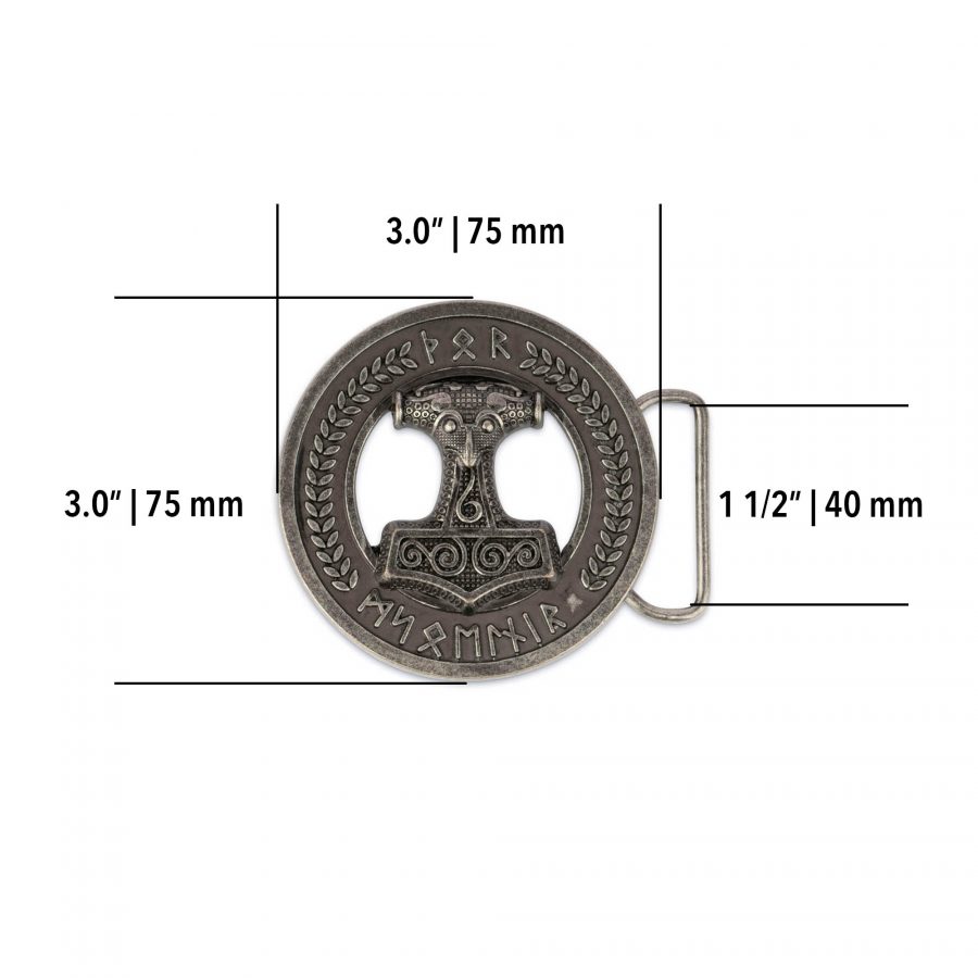 viking belt buckle round silver 40 mm 4