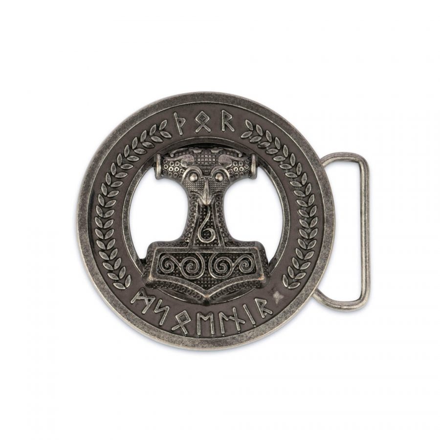 viking belt buckle round silver 40 mm 5