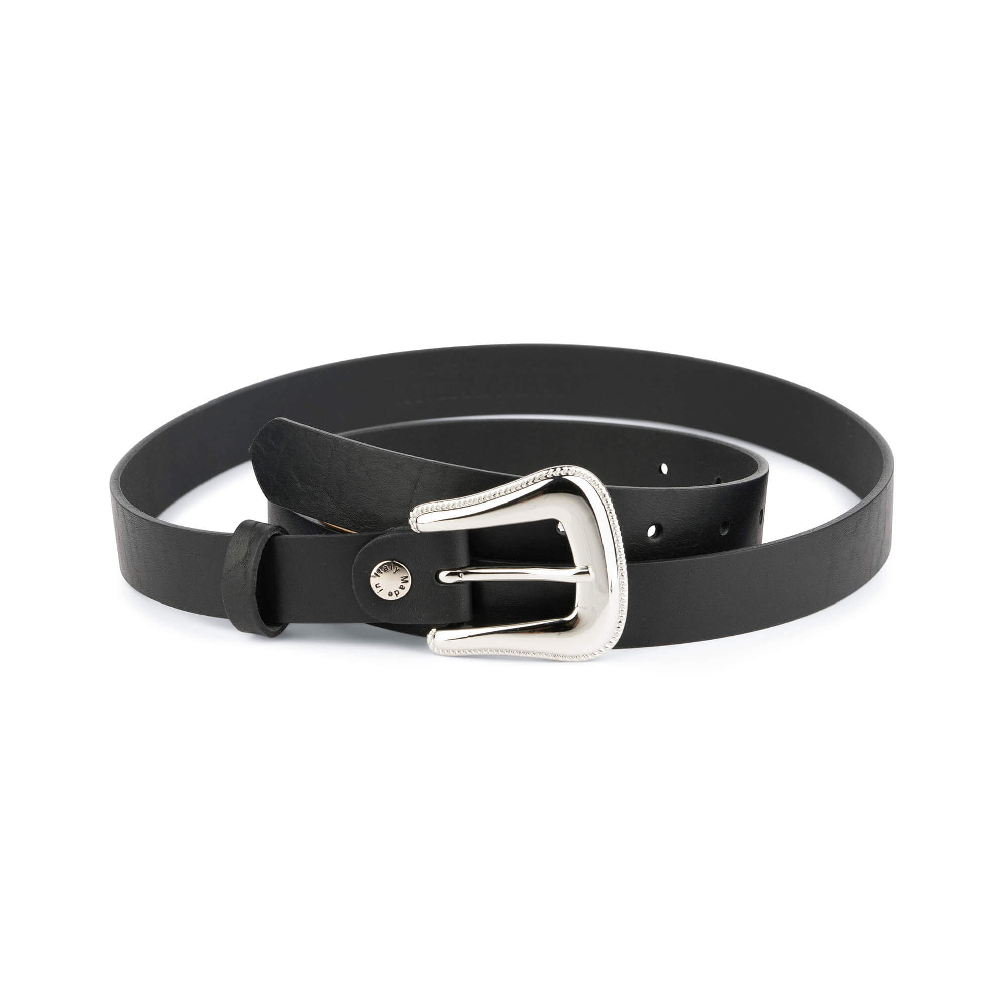 Buy Black Western Belts For Women With Silver Buckle | LeatherBelts