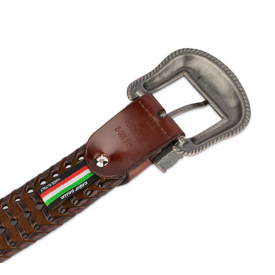 brown western braided belt for men silver buckle 28 44 usd75 4