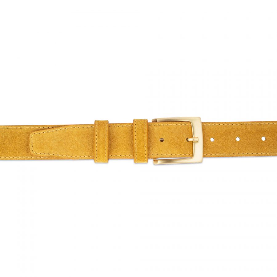 camel suede belt with gold buckle 35 mm 75usd 2