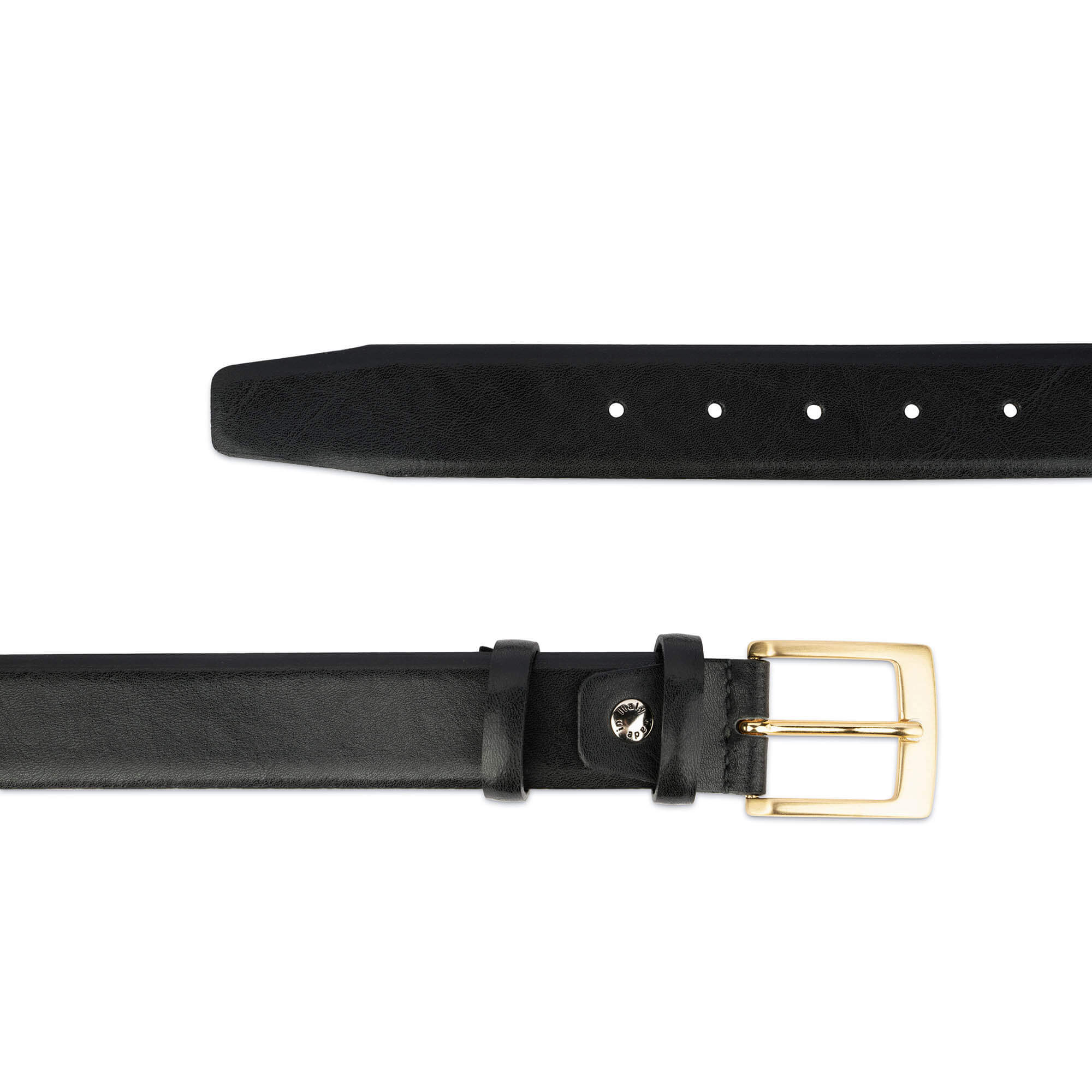 Buy Mens Black Belt With Gold Buckle | Genuine Leather 35 Mm | Leather