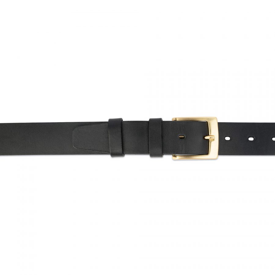 mens black leather belt with gold buckle 75usd 2