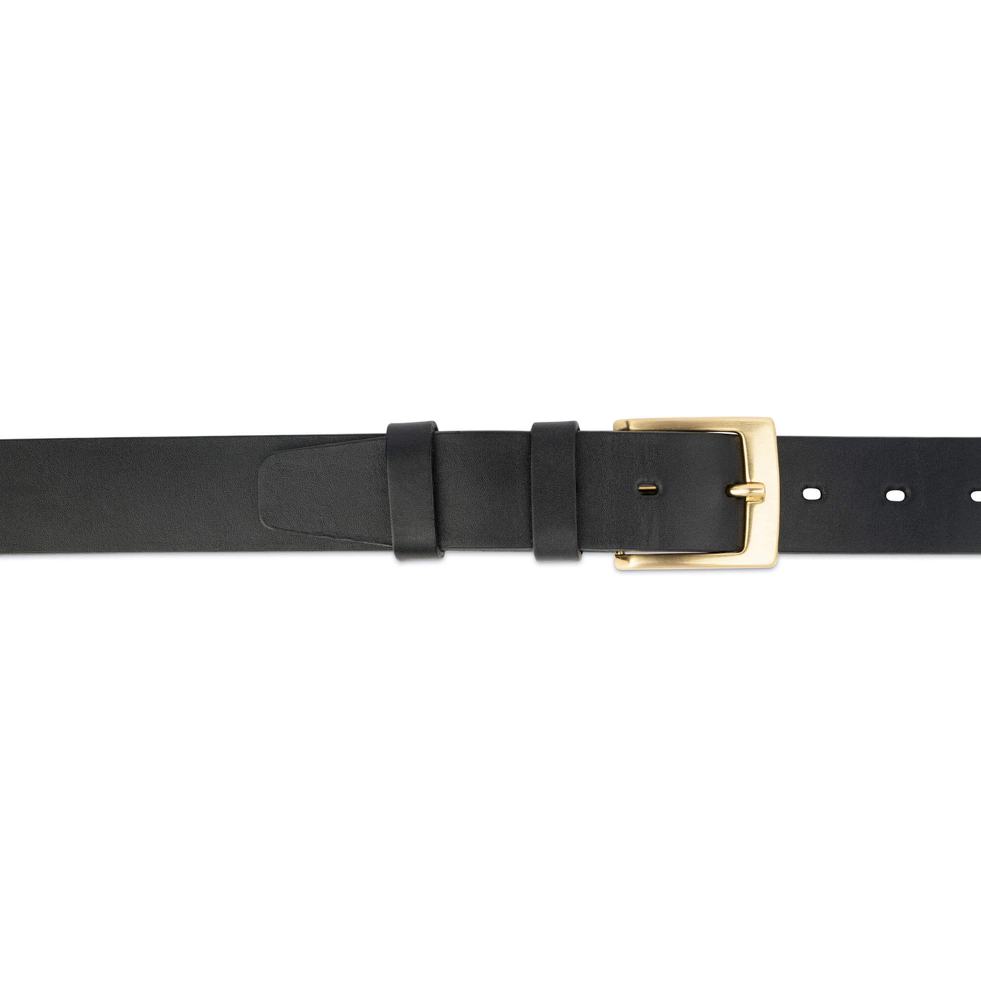 Buy Mens Black Leather Belt With Gold Buckle | LeatherBeltsOnline.com