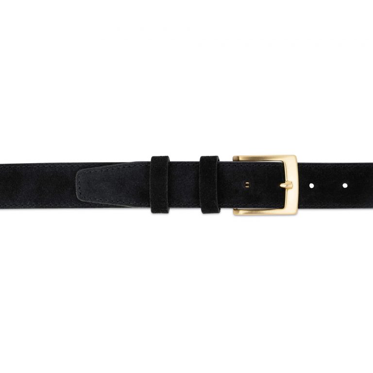 Buy Men's Black Suede Belt With Golden Buckle 35 Mm | LeatherBelts