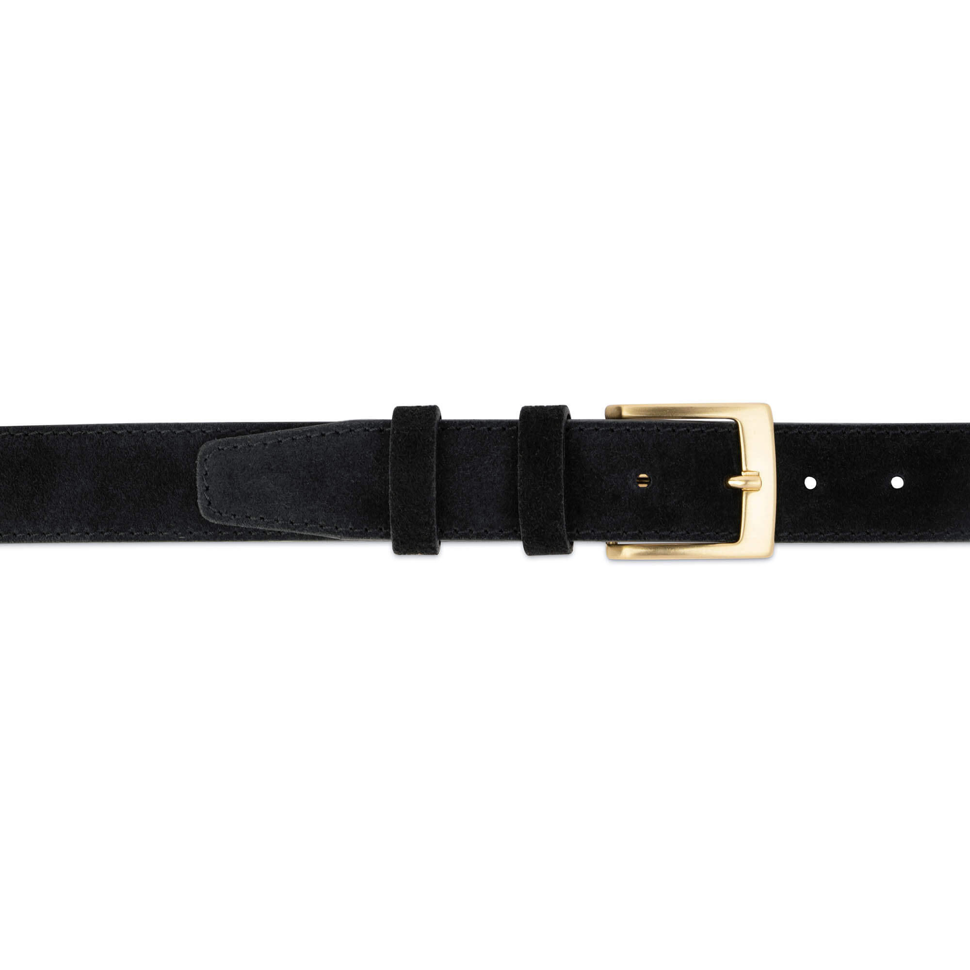 black suede belt with gold buckle