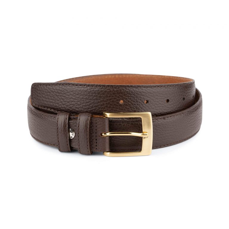 Brown Leather Belt With Gold Buckle main image 1