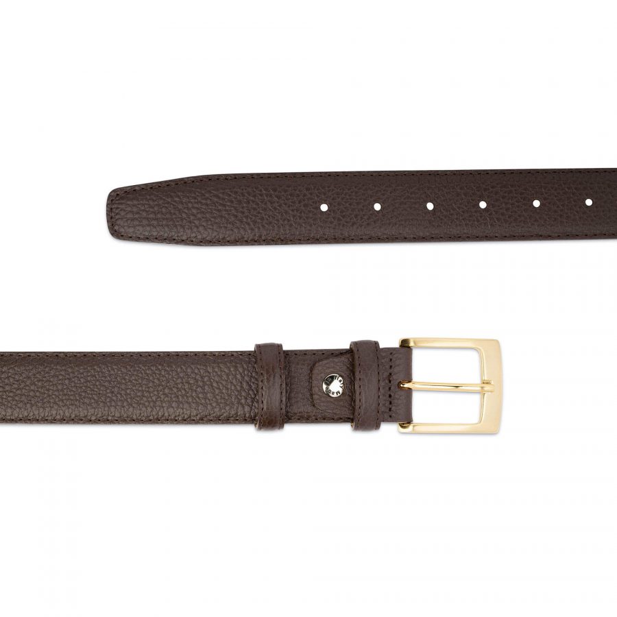Buy Mens Brown Belt With Gold Buckle | LeatherBeltsOnline.com