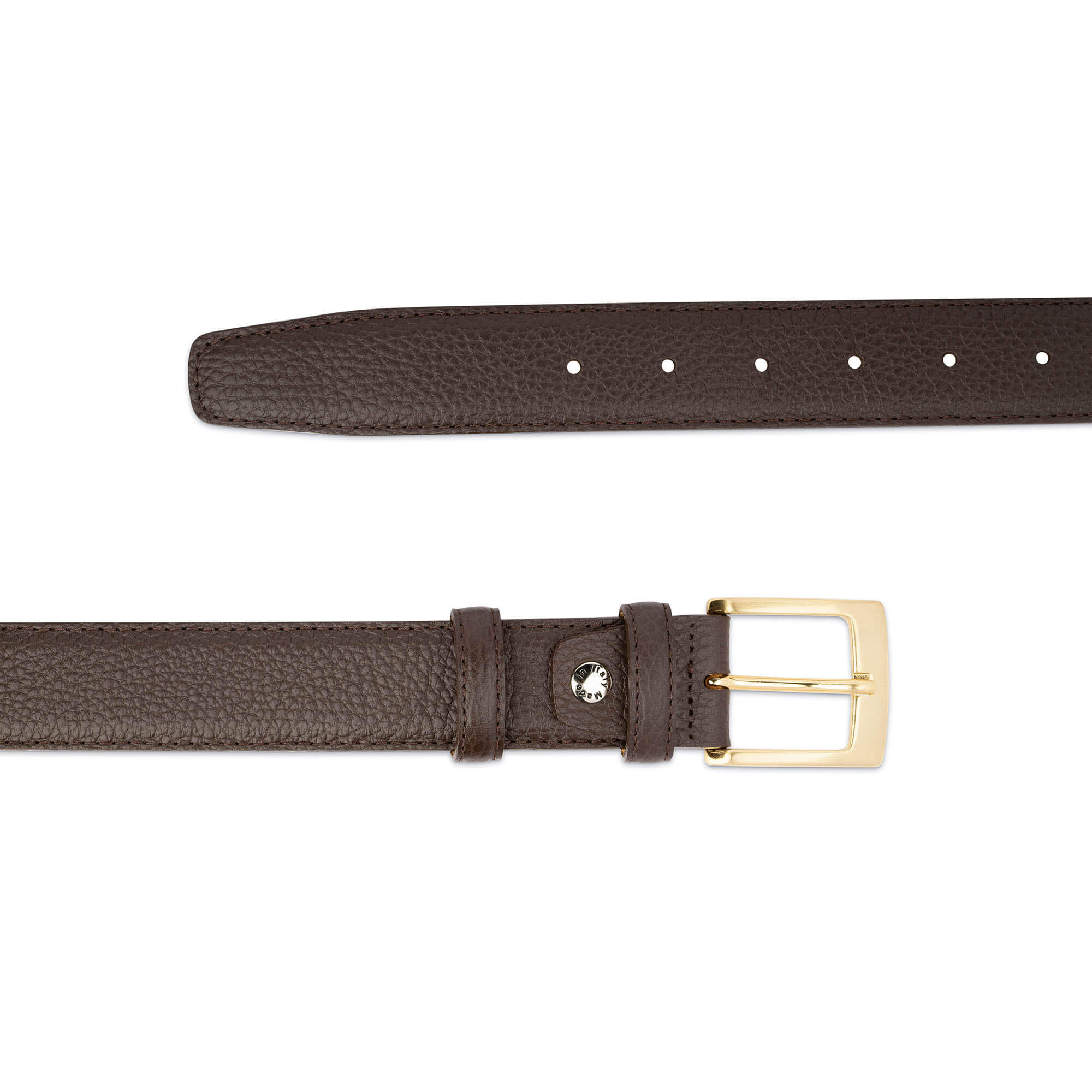 Buy Mens Brown Belt With Gold Buckle | LeatherBeltsOnline.com
