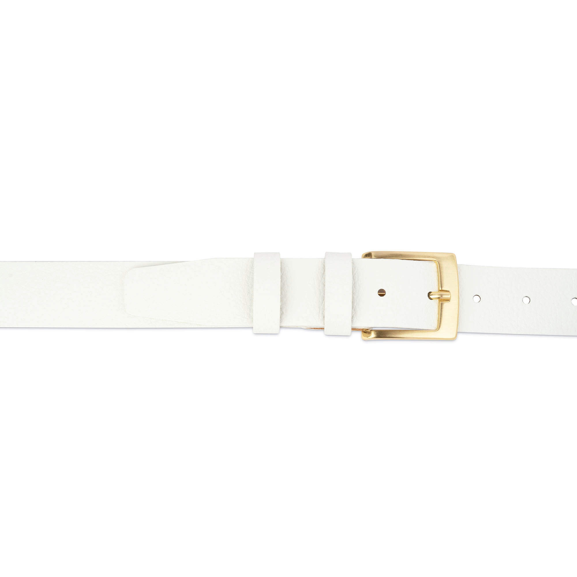 Buy Mens White Belt With Gold Buckle | LeatherBeltsOnline.com