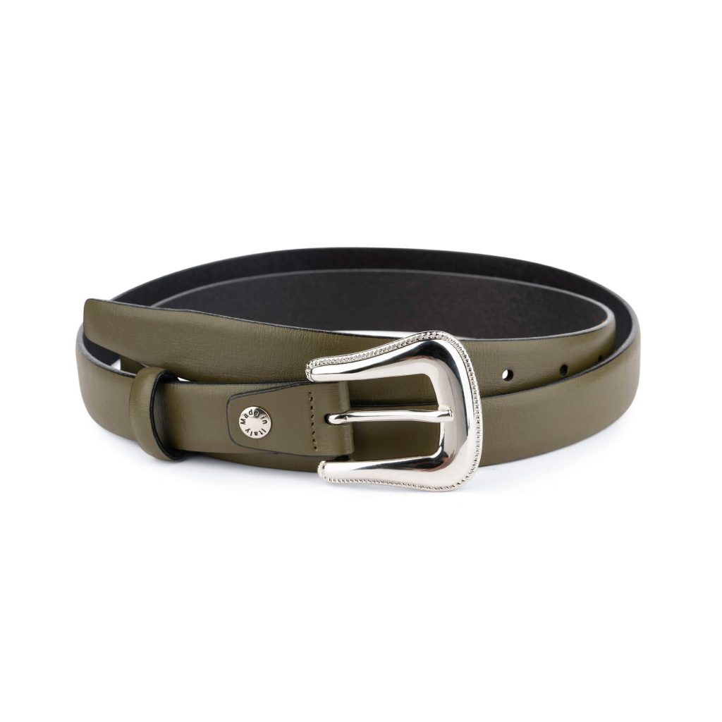 Buy Olive Green Western Belt For Women | Hypoallergenic Buckle