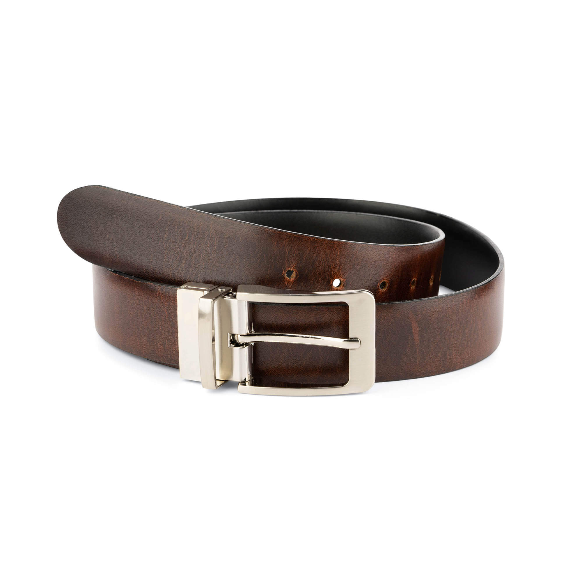 Men's Reversible Leather Belt in Dark Brown