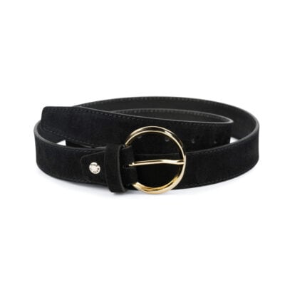 suede black belt with golden round buckle 75usd 1